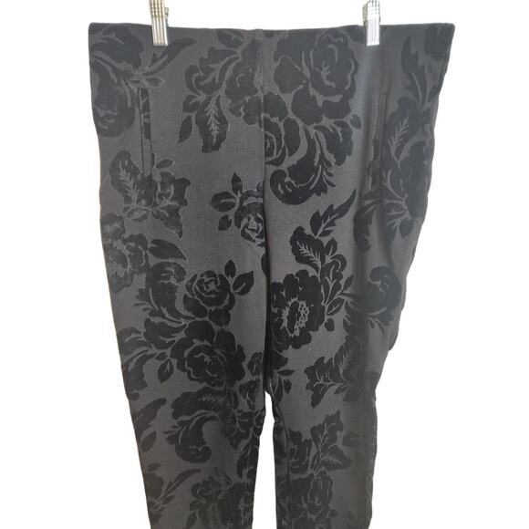 Chico's Flocked Damask Black Pants, Chico's Size 2.5/Large - Picture 2 of 5